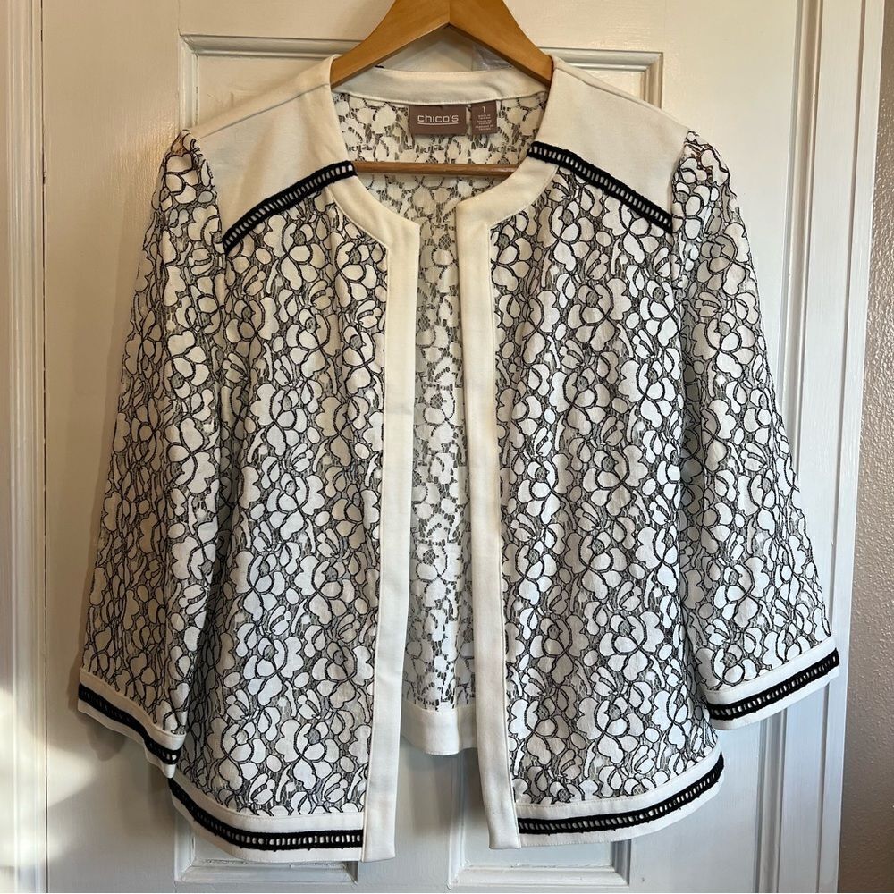 Chico's Black and White Lace Jacket